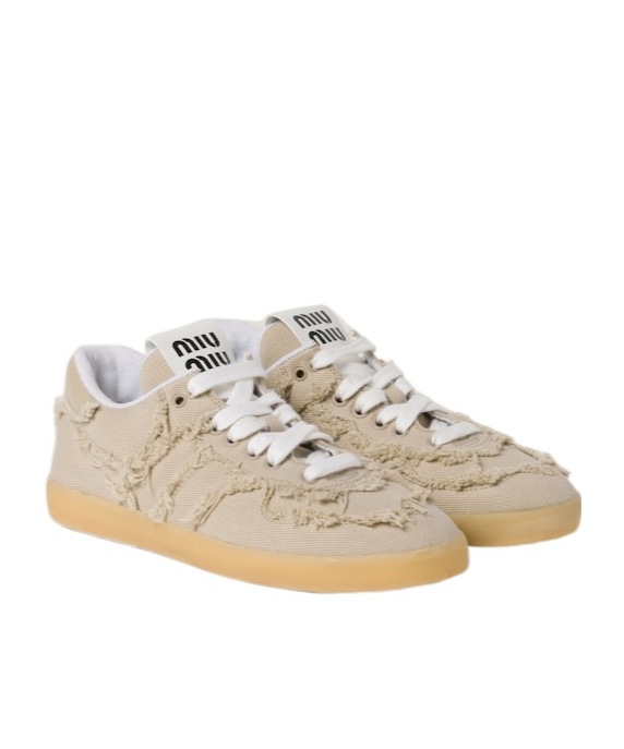 Miu Miu Denim Sneakers In Brown