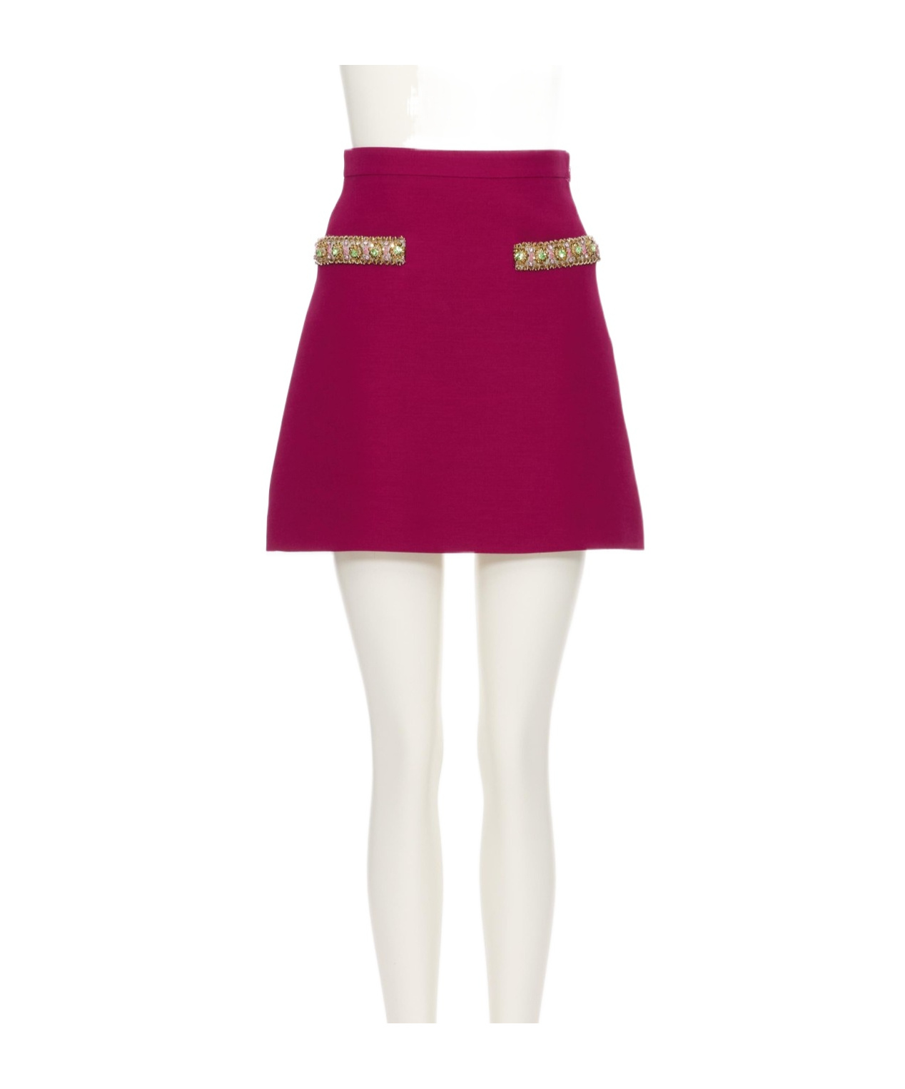 Valentino Embellished-pocket Skirt In Red