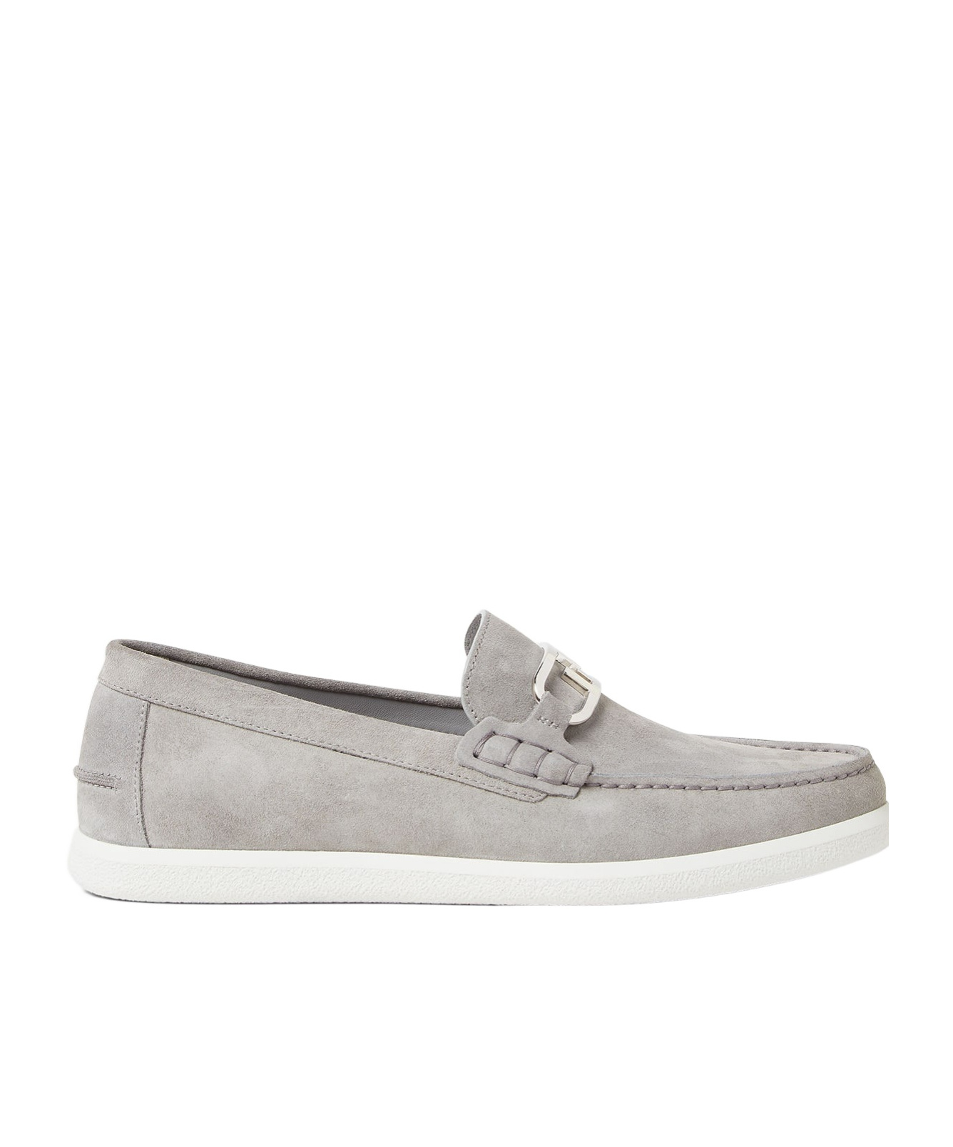 Fendi Light Gray Suede Loafers