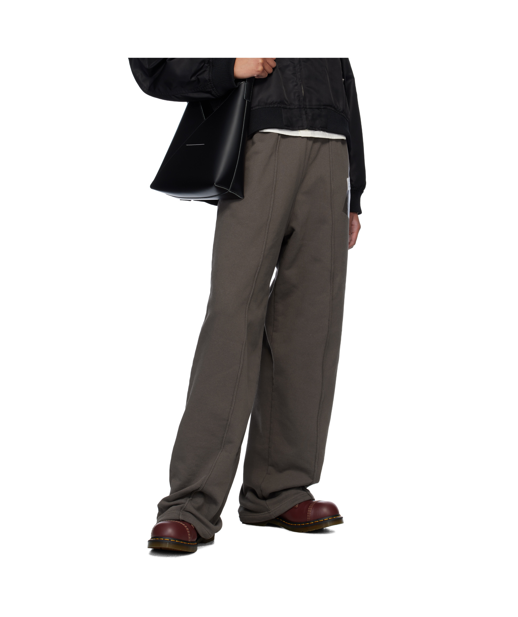 Mm6 Maison Margiela Brown Taped Logo Lounge Pants In Black