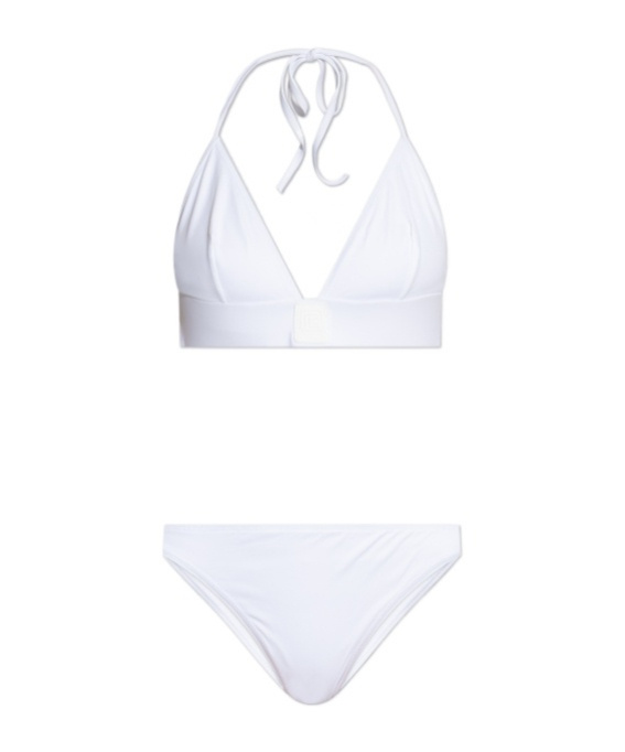 Shop Balmain Logo Patch Bikini In White