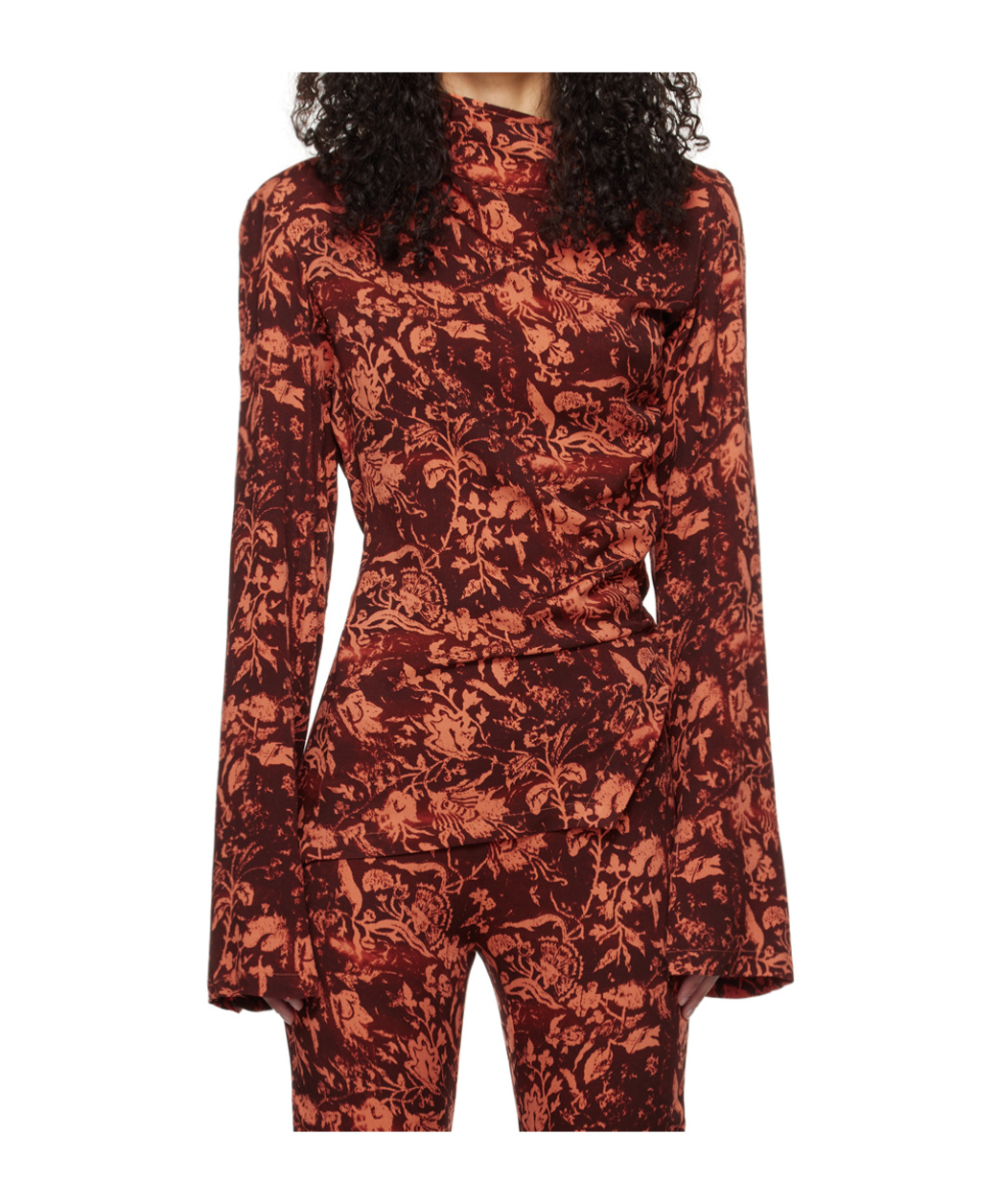 Jade Cropper Floral-print Open-back Blouse In Orange