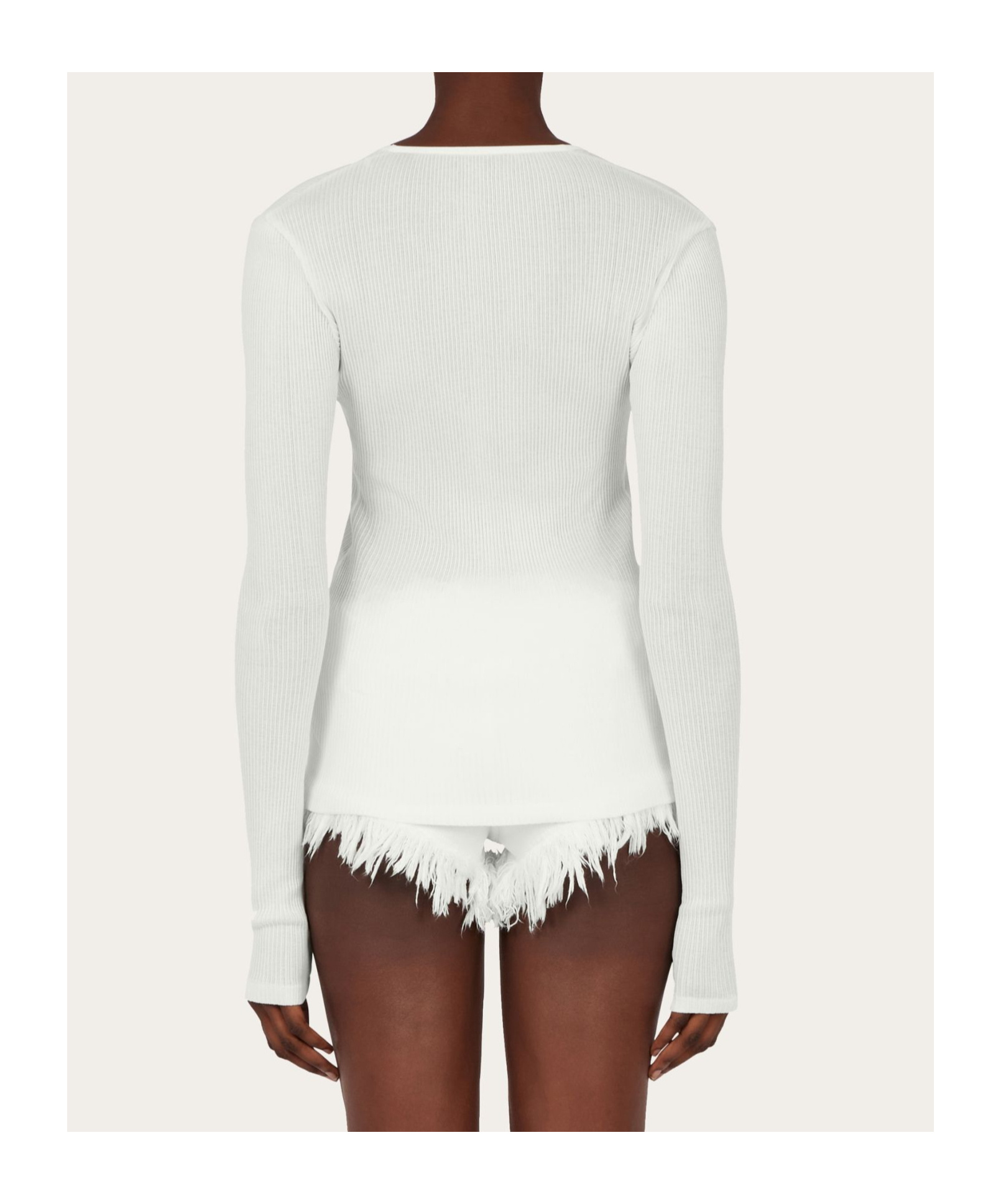 Ferragamo Rippled Neckline Long-sleeved Top