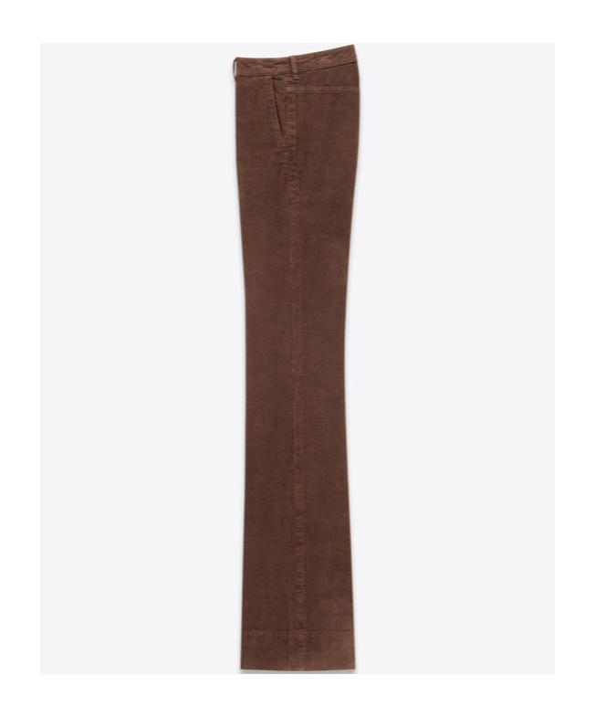 Shop Saint Laurent Bootcut Pants In Corduroy In Brown