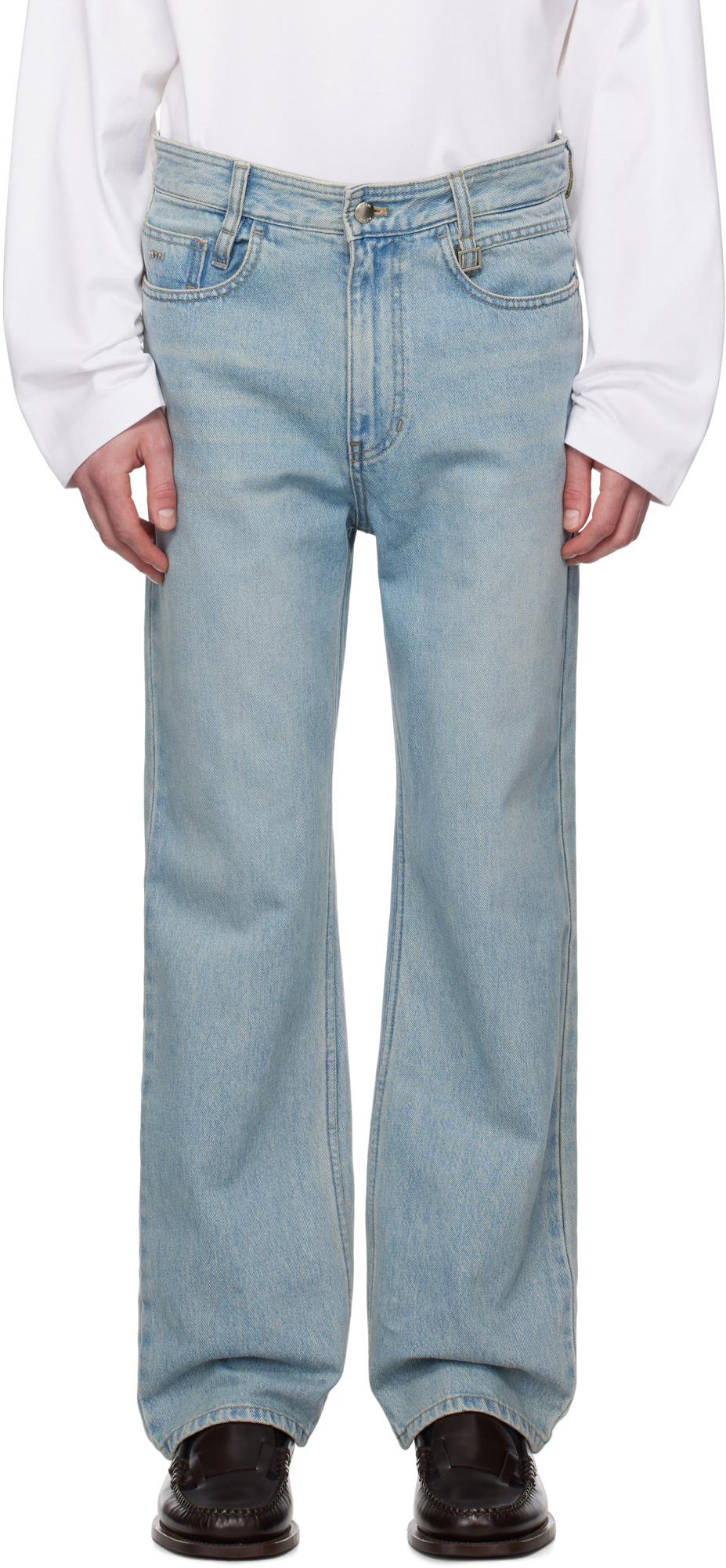 Wooyoungmi Blue New Straight Jeans In Gray