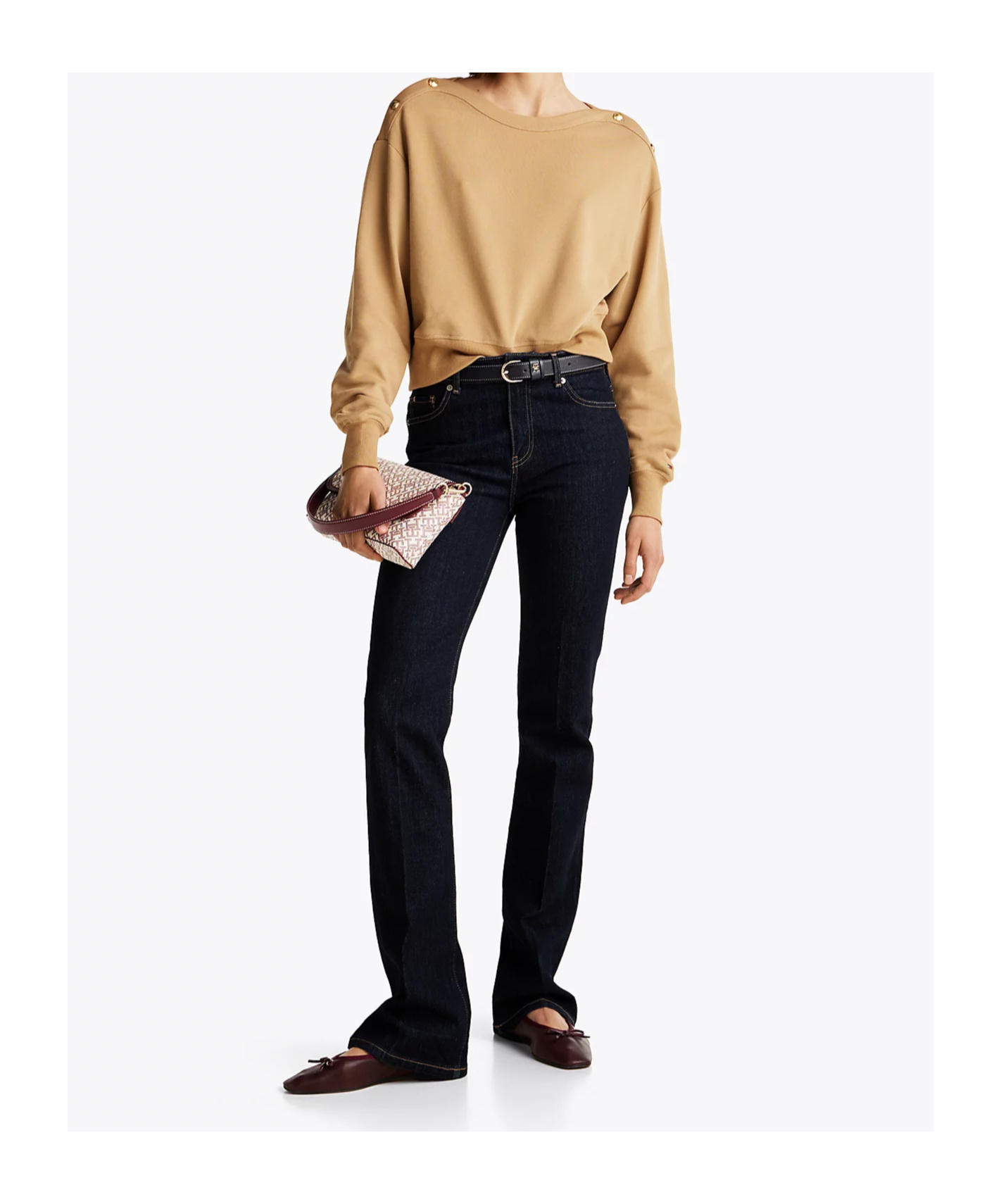Shop Tommy Hilfiger Long-sleeved Sweater In Nude