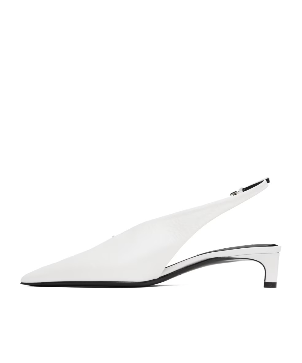 Jil Sander White Slingback Heels In White