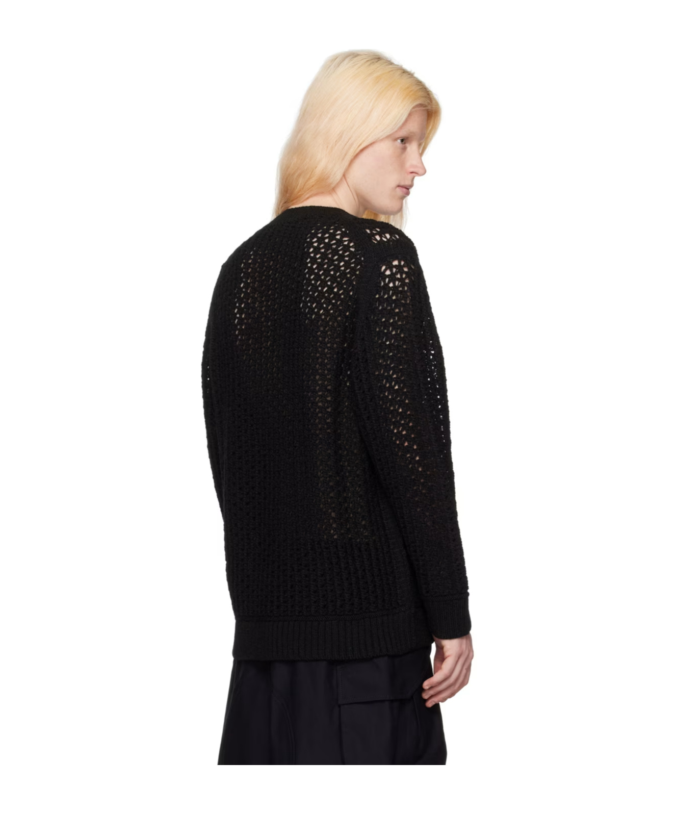 Junya Watanabe Pullover Mit Lochstrickmuster In Black