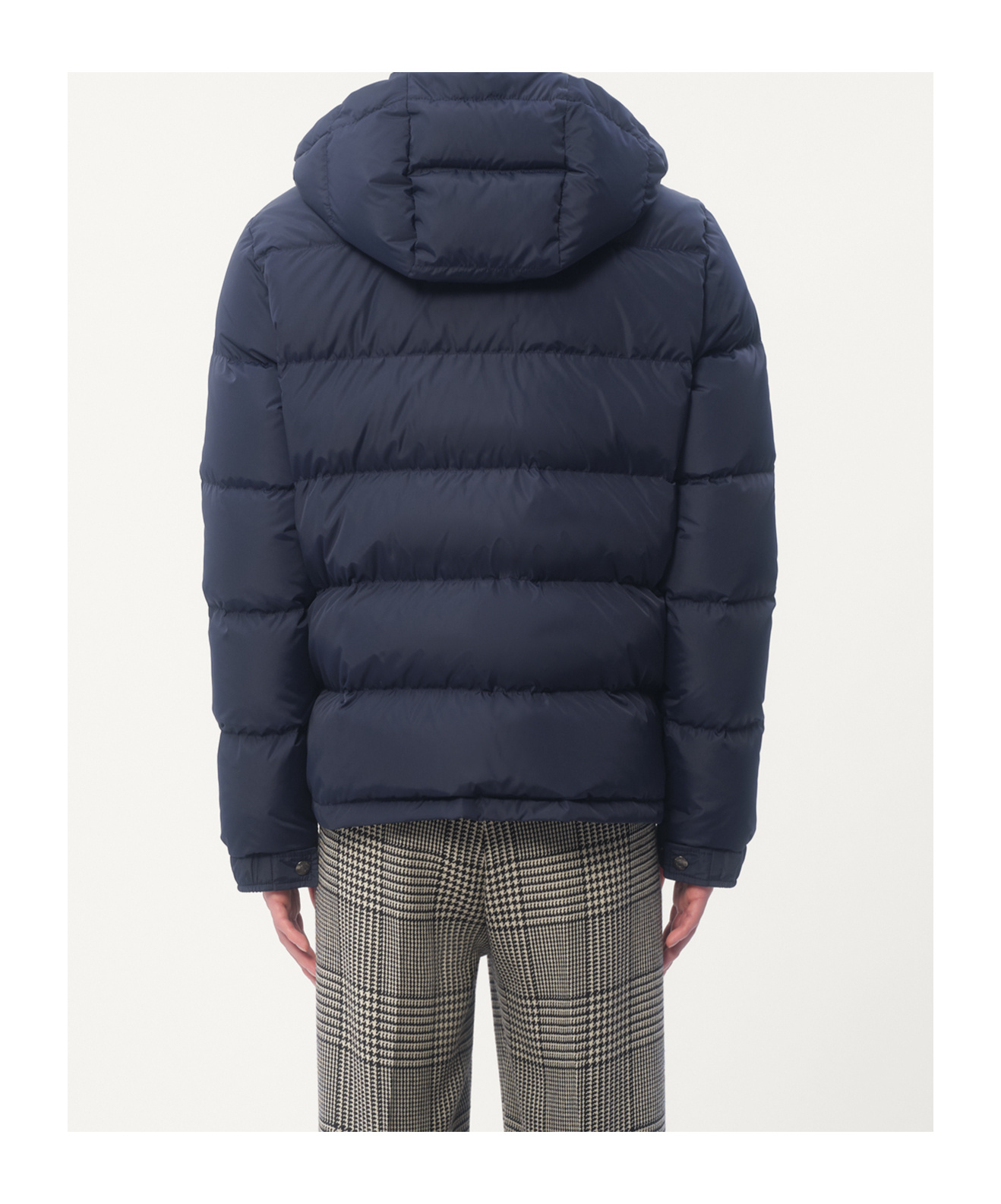 Valentino Nylon Hooded Down Jacket With Vlogo Patch In Blue