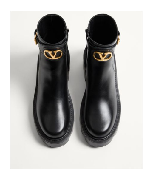 Valentino Garavani Vlogo Signature Ankle Boot In Calfskin 55mm Woman Black 40.5 In Black