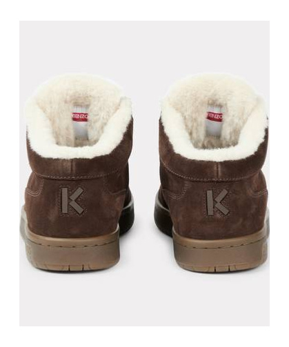 Kenzo '-dome' Sneakers In Suede And Shearling In Brown