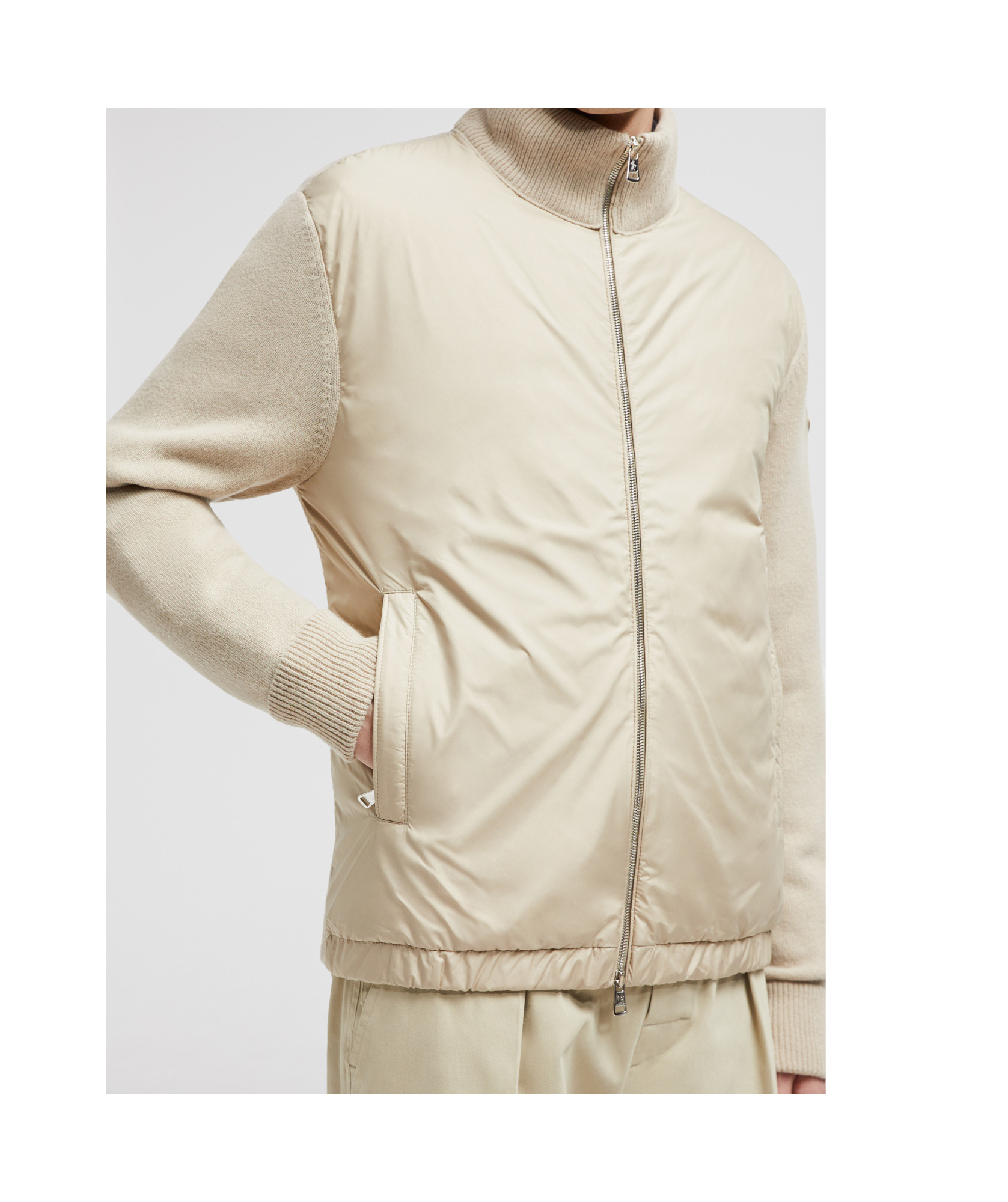 Moncler Padded Wool  Cashmere Zippered Cardigan In White
