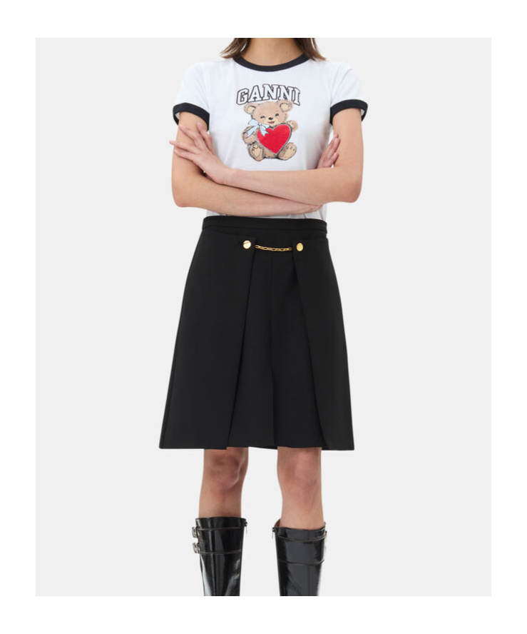 Ganni White Crewneck T-shirt With Logo Print On The Front In White