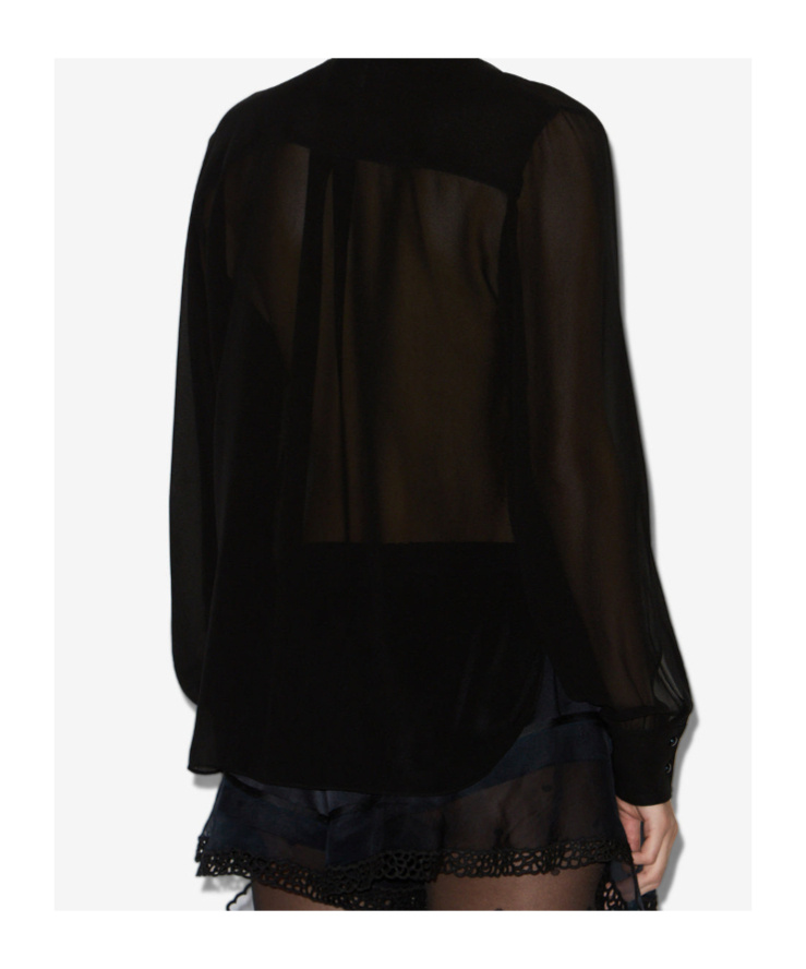 Isabel Marant Elaura Bead-embellished Semi-sheer Silk-georgette Blouse In Black