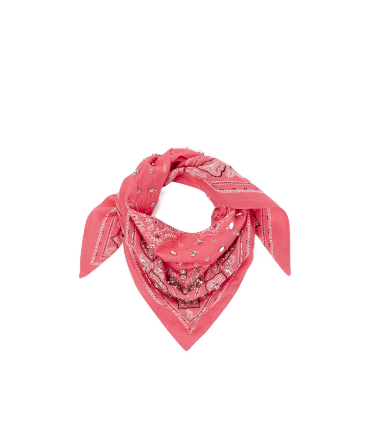 Pinko Cotton Bandana With Crystal Embroidery In Pink