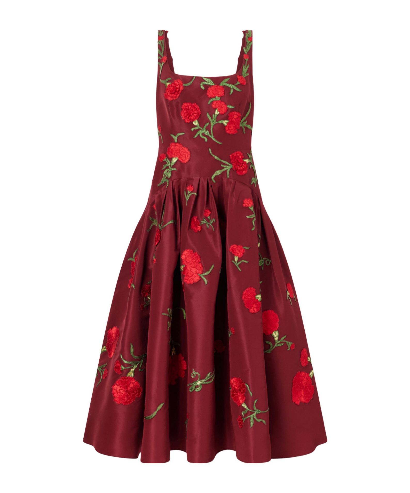 Carolina Herrera Floral-embroidered Silk-faille Gown In Red