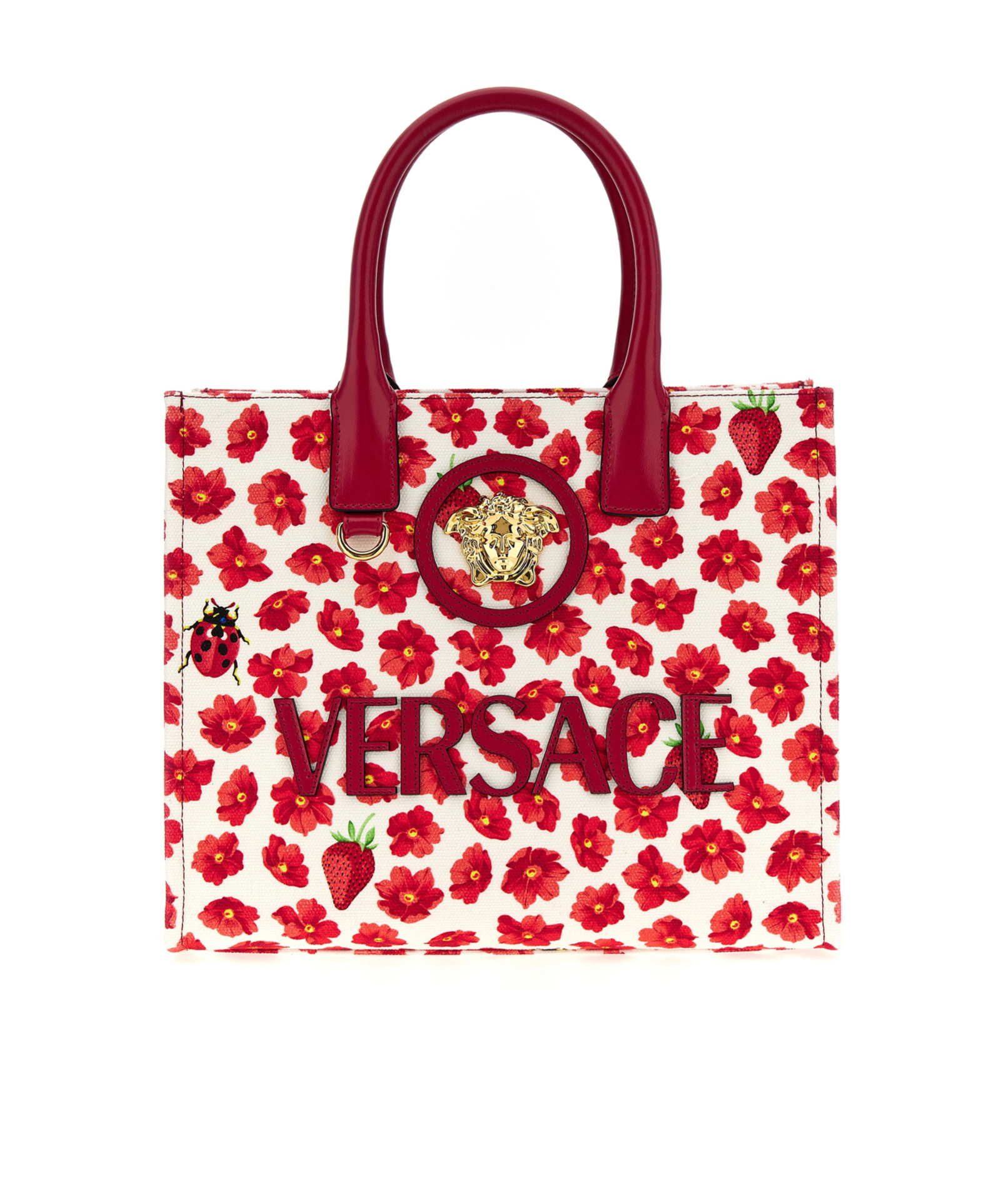 Versace Logo Shoulder Bag In Red