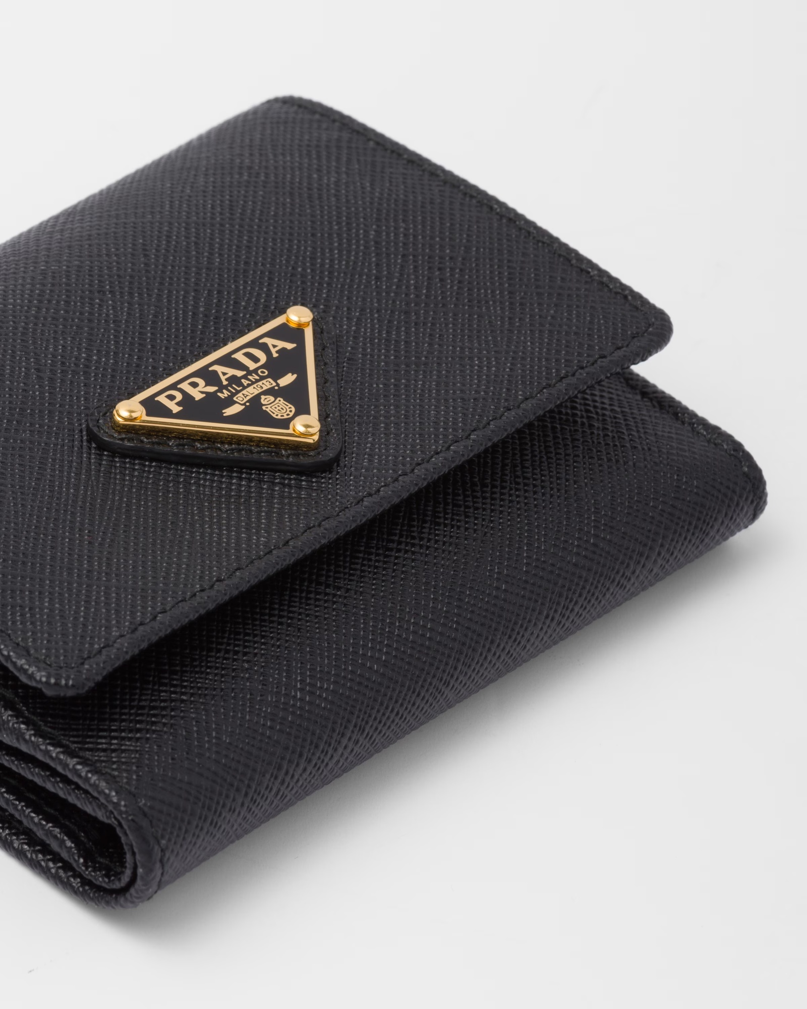 Prada Saffiano Leather Card Holder In Black