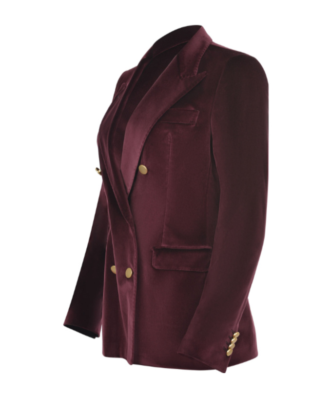 Tagliatore Double-breasted Velvet Effect Blazer In Red