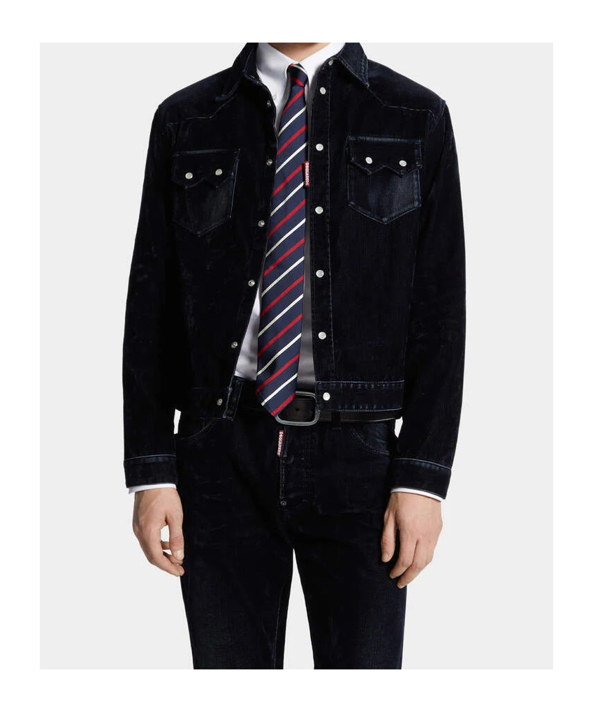 Dsquared2 Denim Jacket With Flocked Detailing In Black