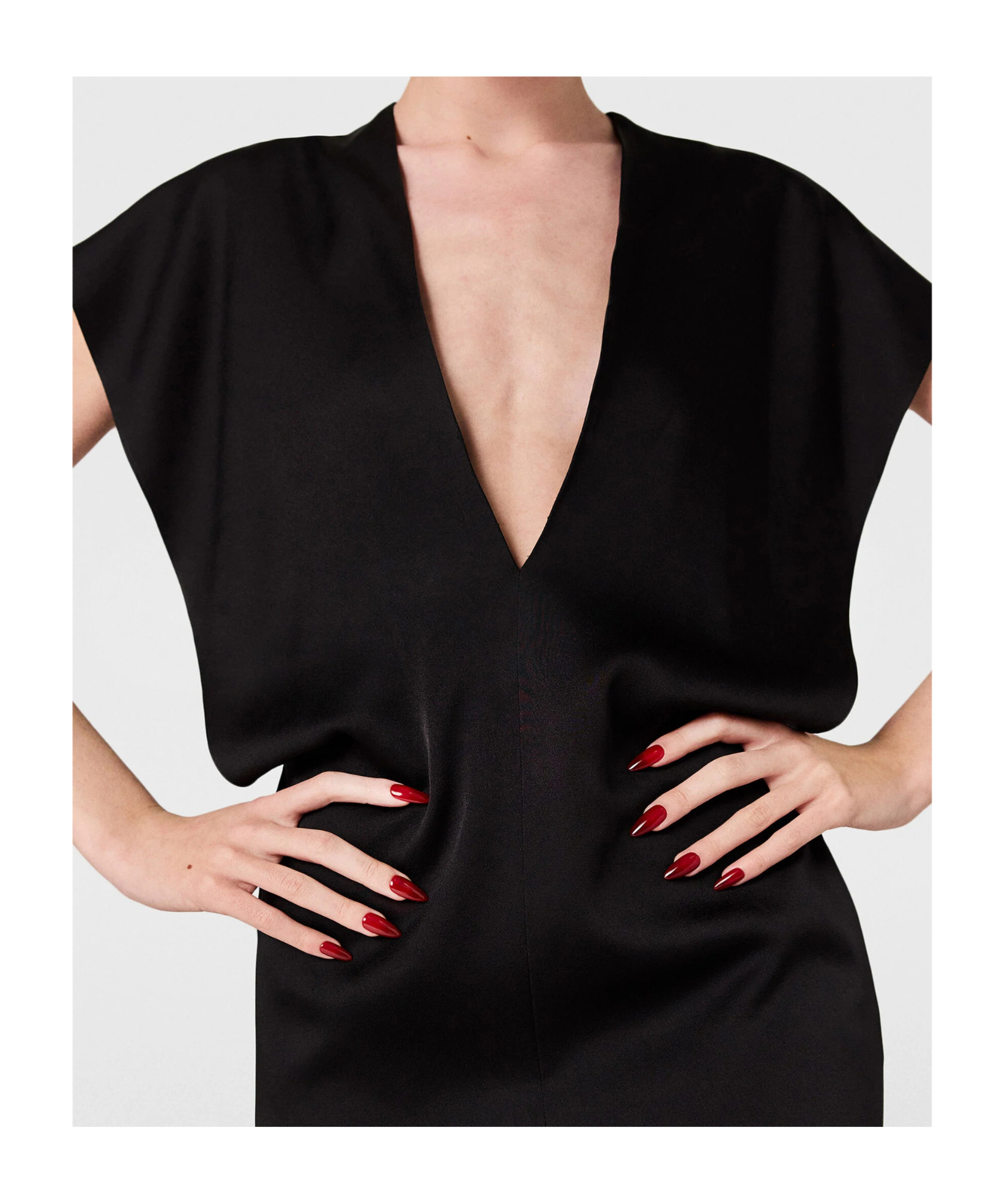 Stella Mccartney Deep V Cap Sleeved Midi Dress In Black