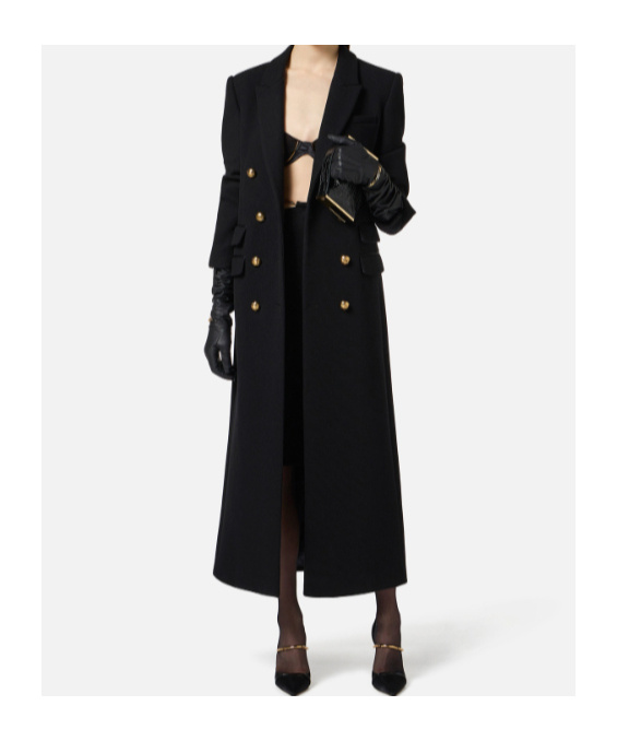 Elisabetta Franchi Double-breasted Coat In Black