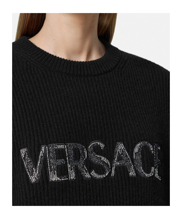 Shop Versace Logo Sweater In Black