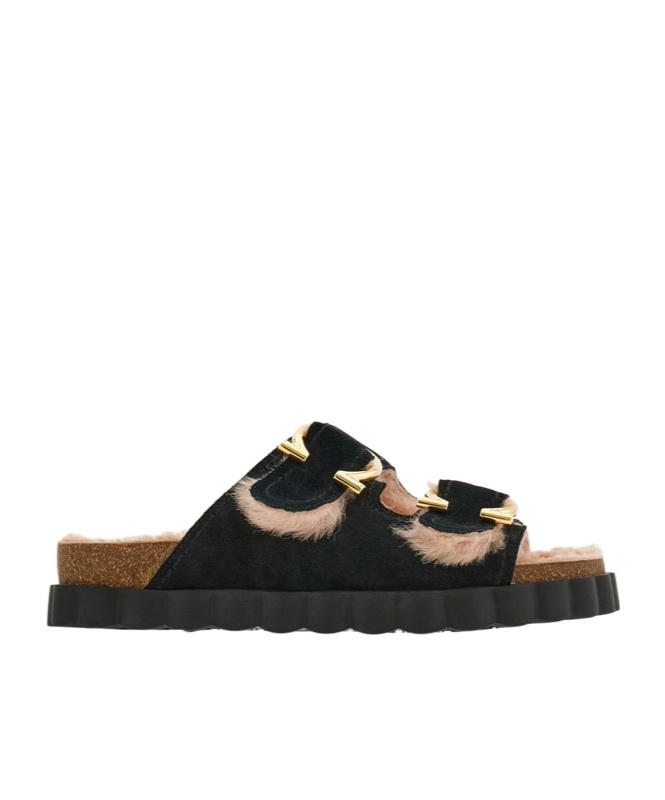 Ferragamo Gancini Buckle Sandals In Black