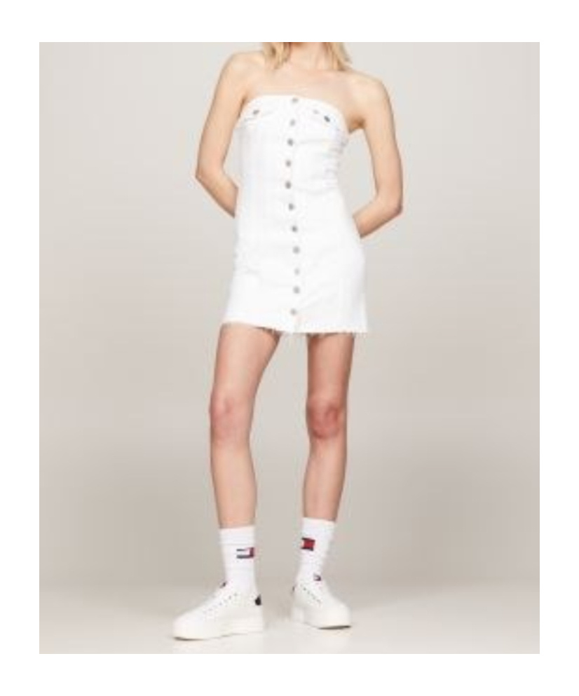 Tommy Hilfiger Sleeveless Denim Bodycon Mini Dress In White