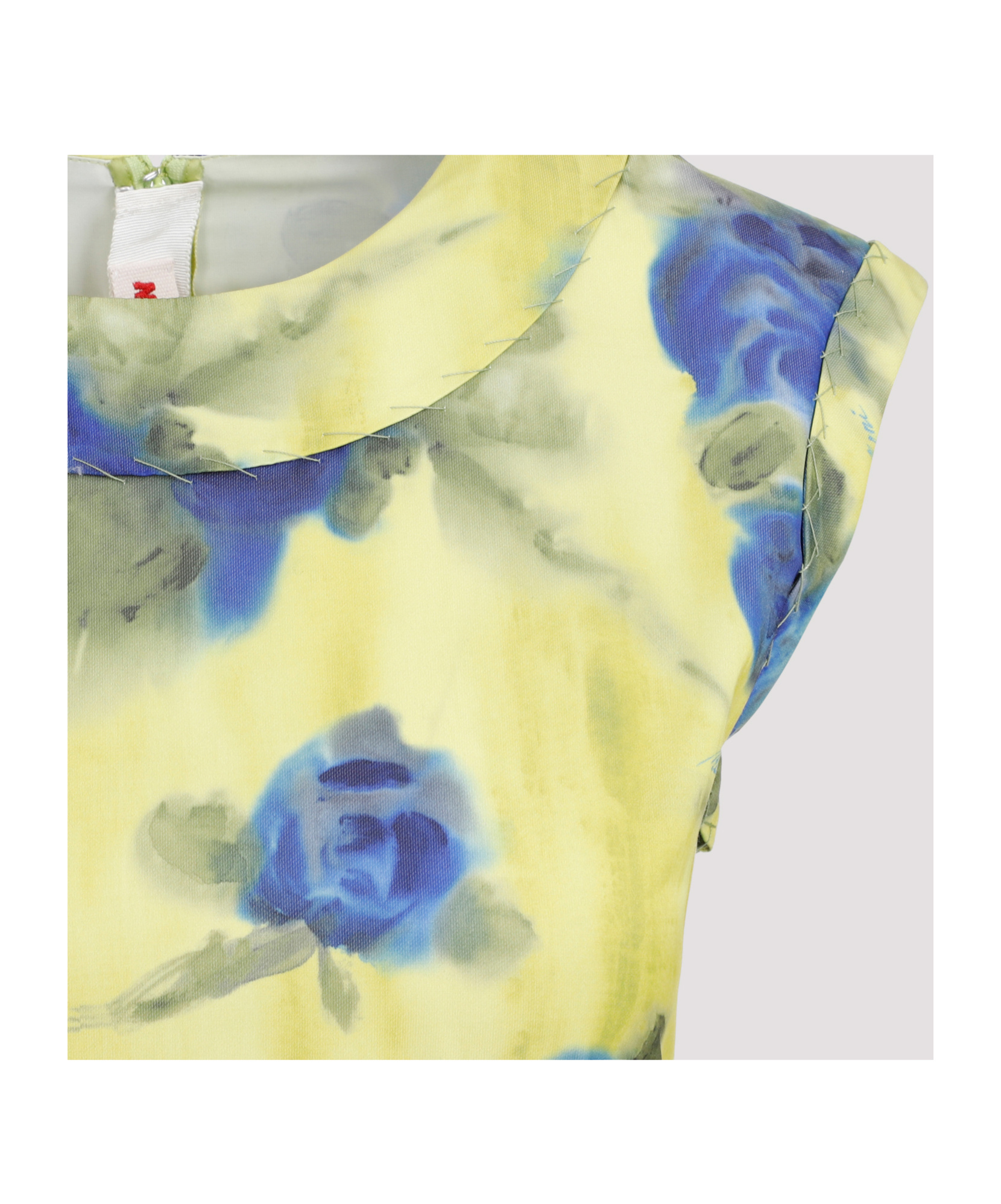 Marni Floral Print Top With Zig-zag Seam Detail In Yellow
