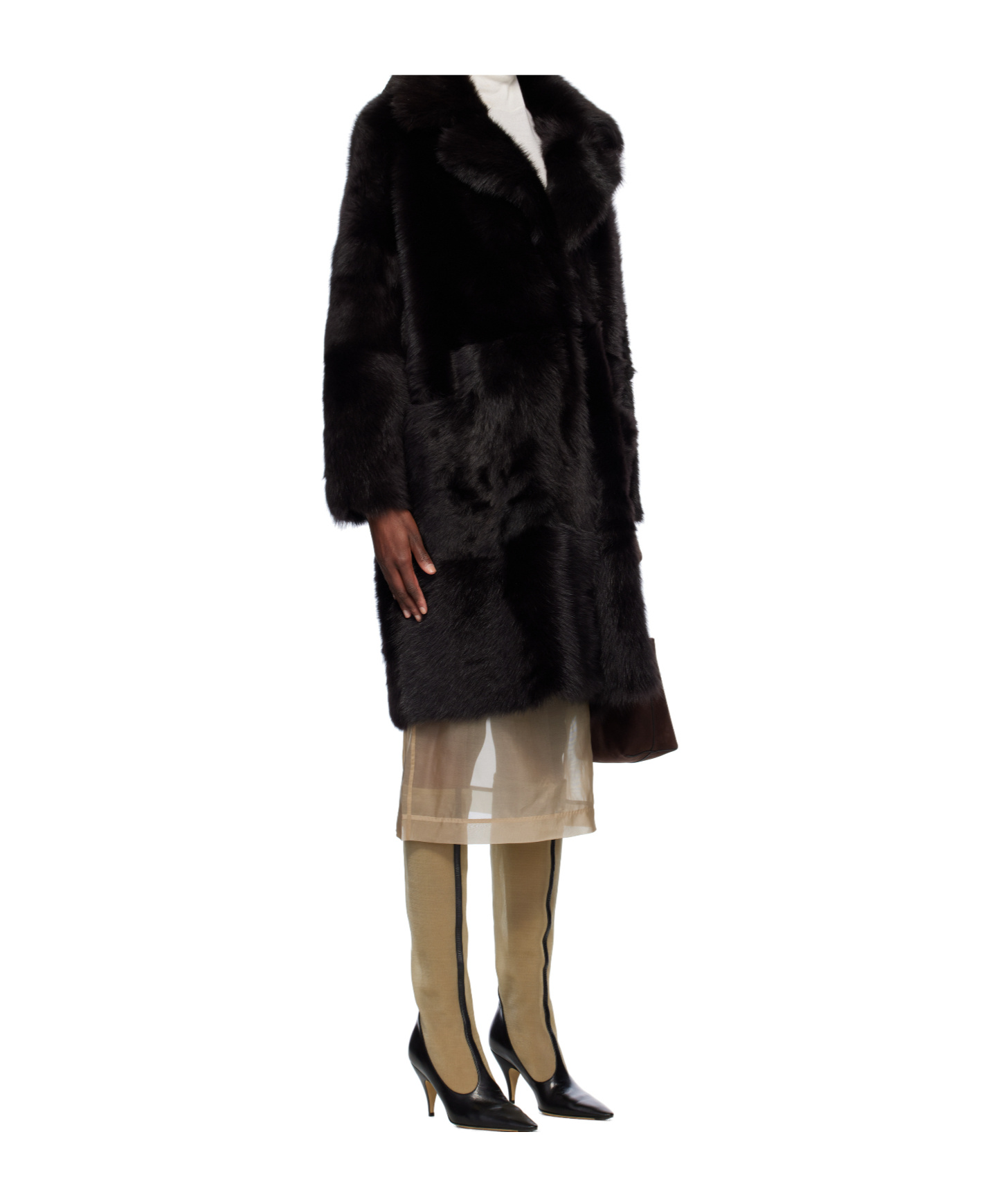 Nour Hammour Evita Après-ski Long-sleeved Coat In Black