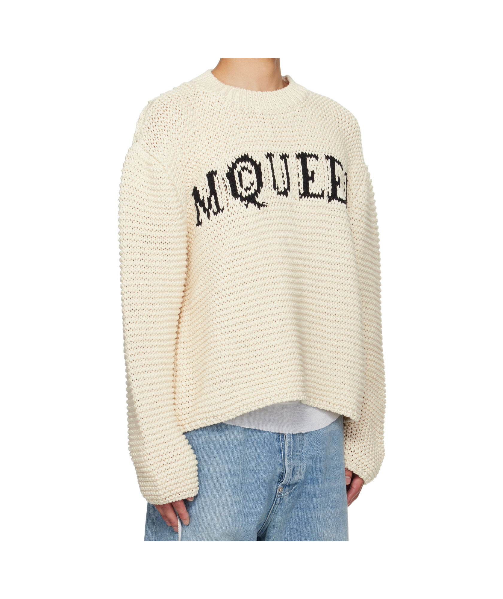 Alexander Mcqueen Crew Neck Long Sleeves Sweater In Neutral
