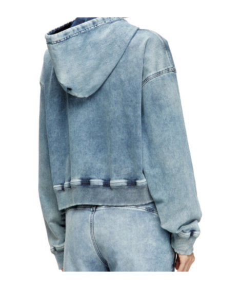 Diesel Hooded Zip-up Denim Jacket In Blue