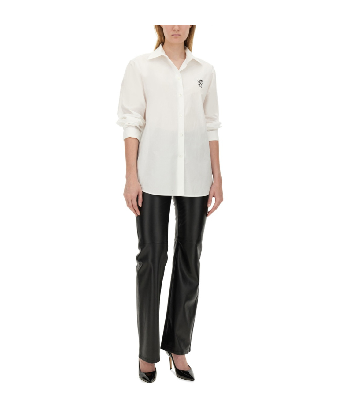 Moschino Cotton Shirt With Long Sleeves And Regular Fit In White