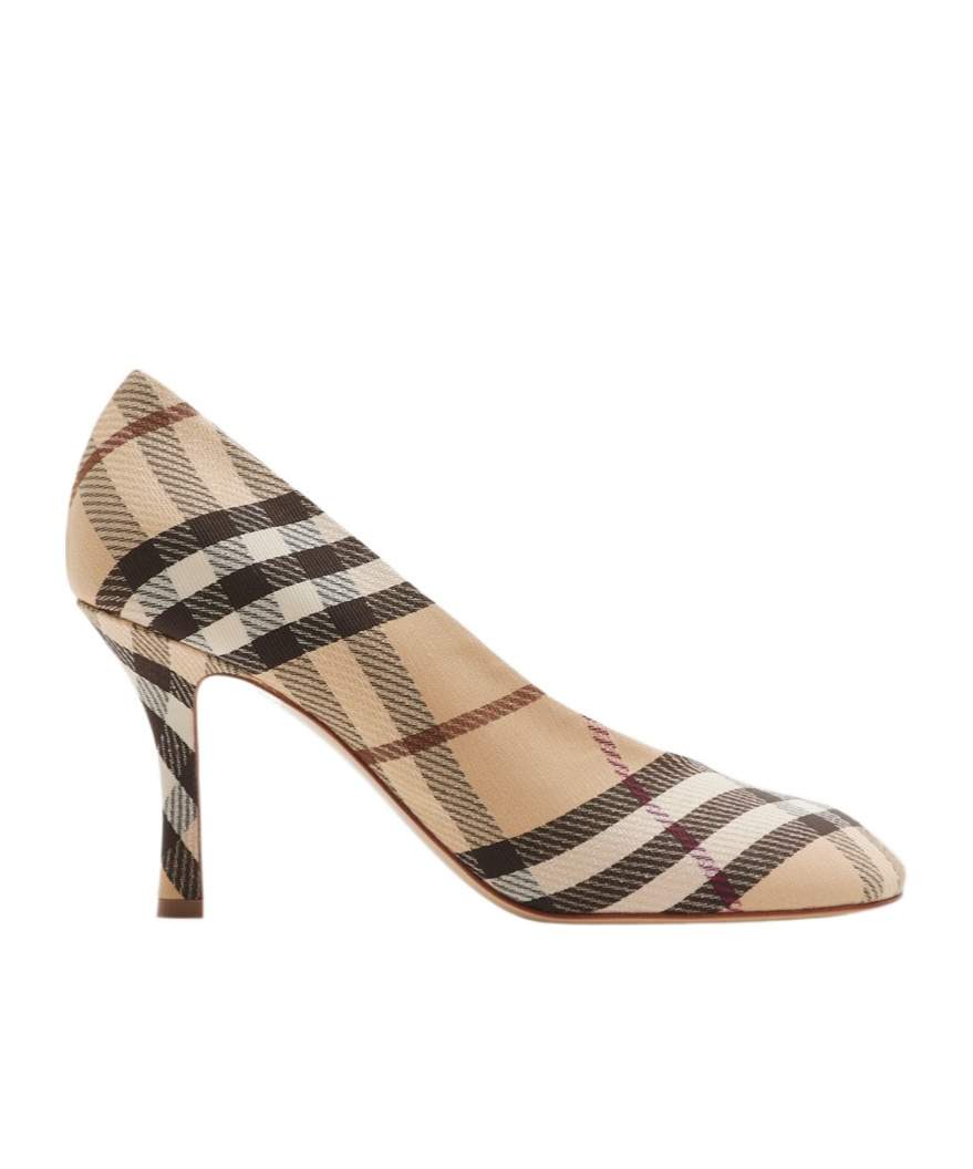 Burberry Archivio Check Baby Pumps In Nude