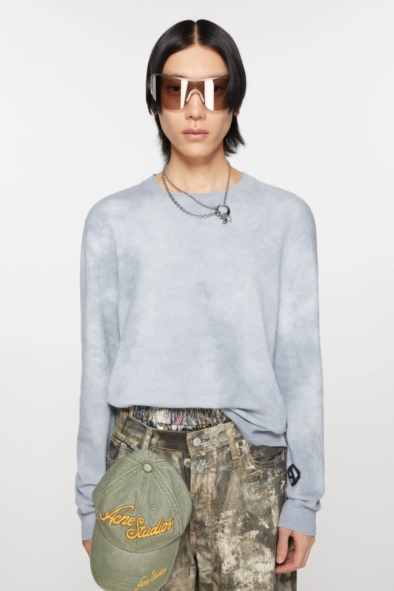 Acne Studios Intarsia-knit Motif Jumper In Blue
