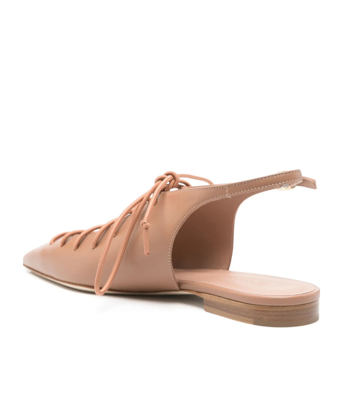 Malone Souliers Alia Nappa Leather Lace-up Flats In Light Brown