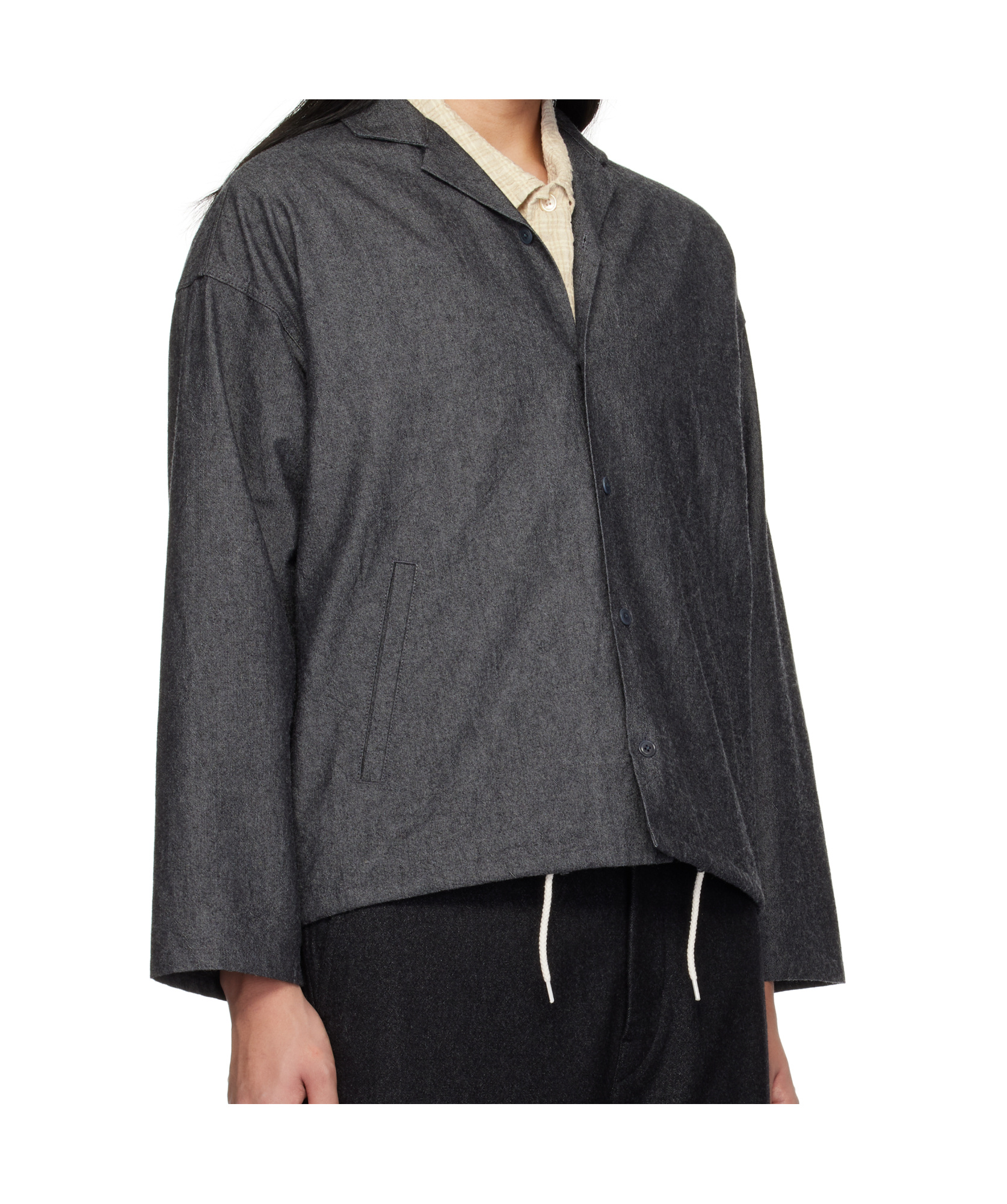 Nanamica Gray Cotton Wool Deck Jacket In Black