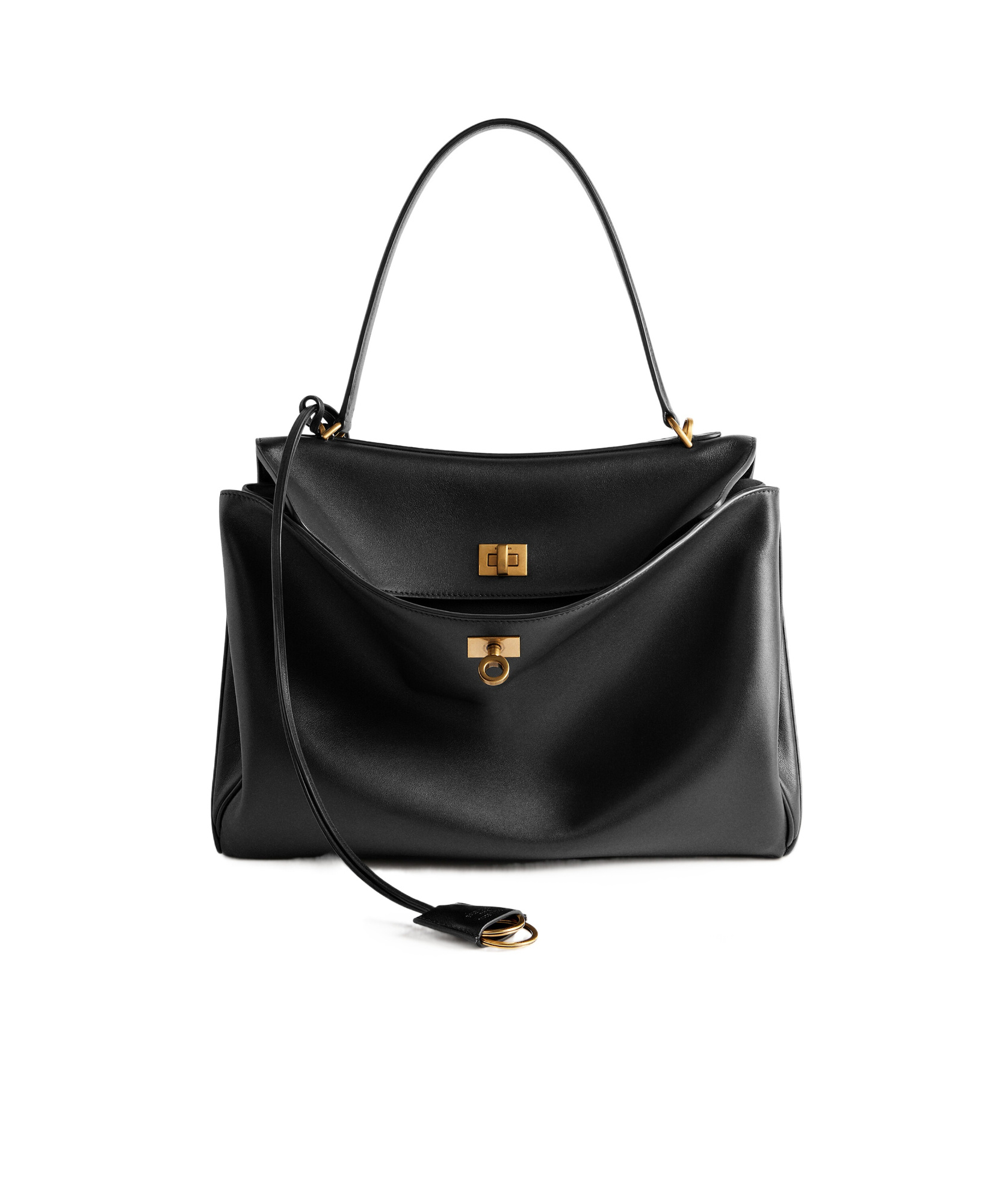 Balenciaga Dark Green Leather Mini Rodeo Handbag In Black