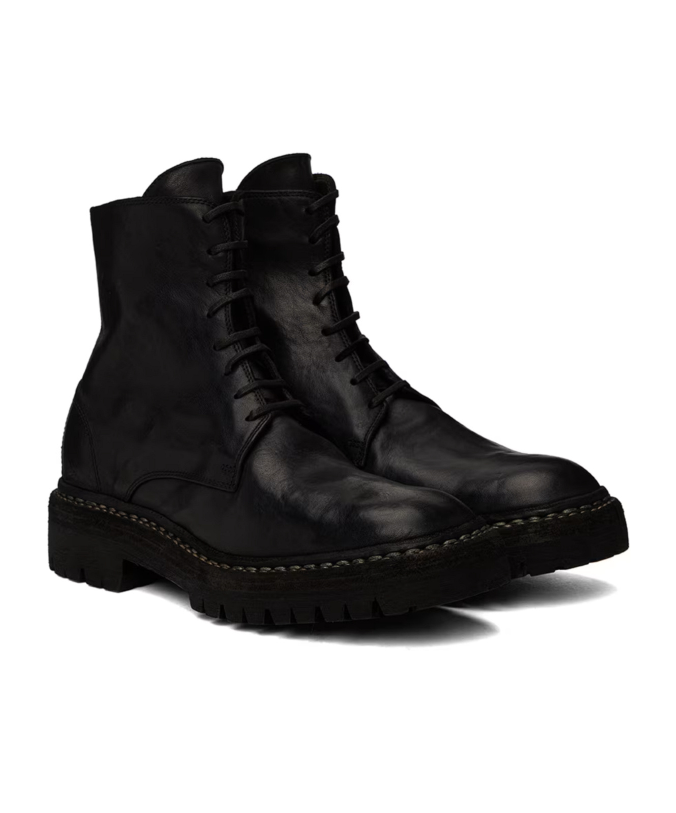 Guidi Lacing Ankle Boots In Black