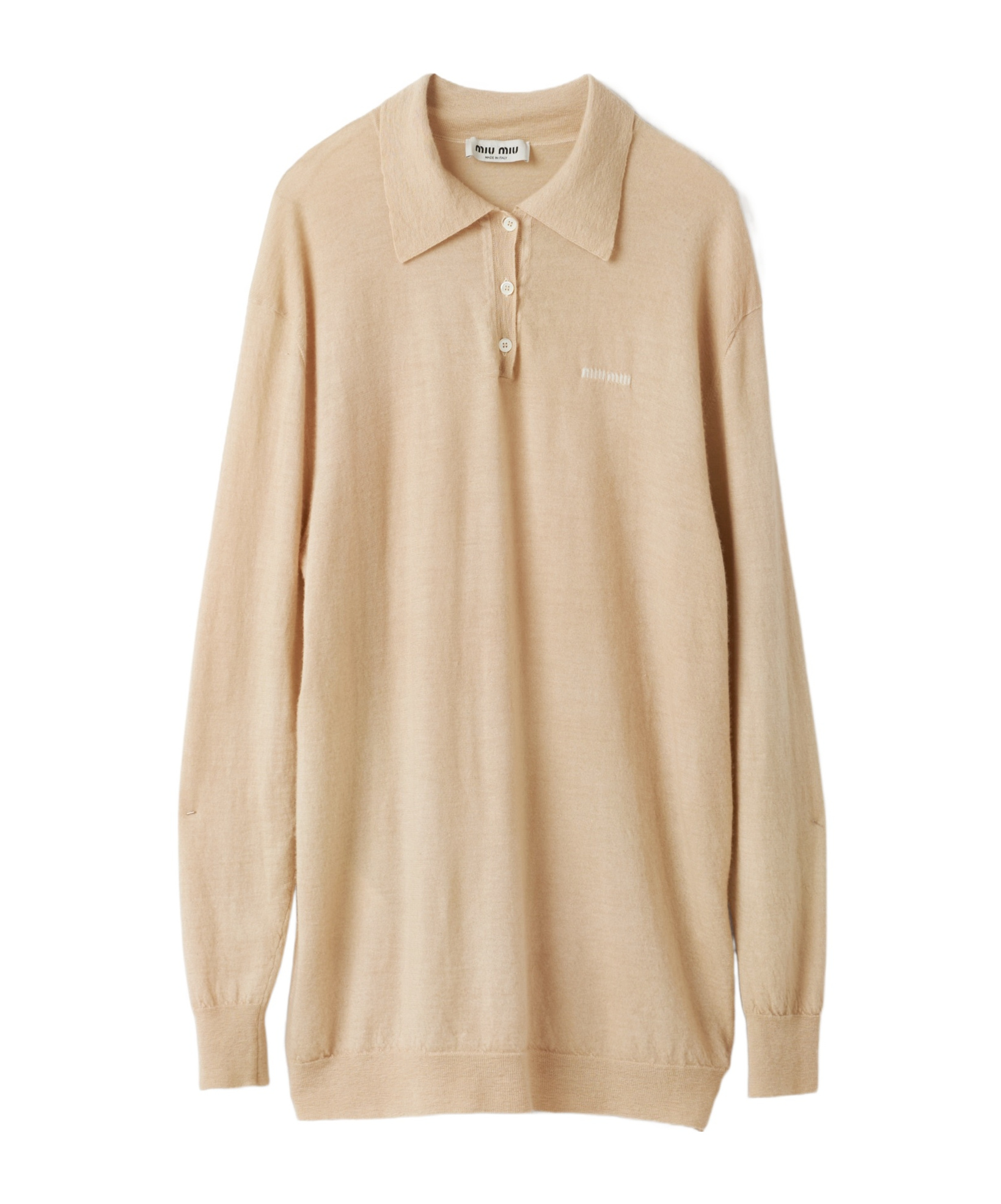 Miu Miu Cashmere Knit Polo Shirt In Nude
