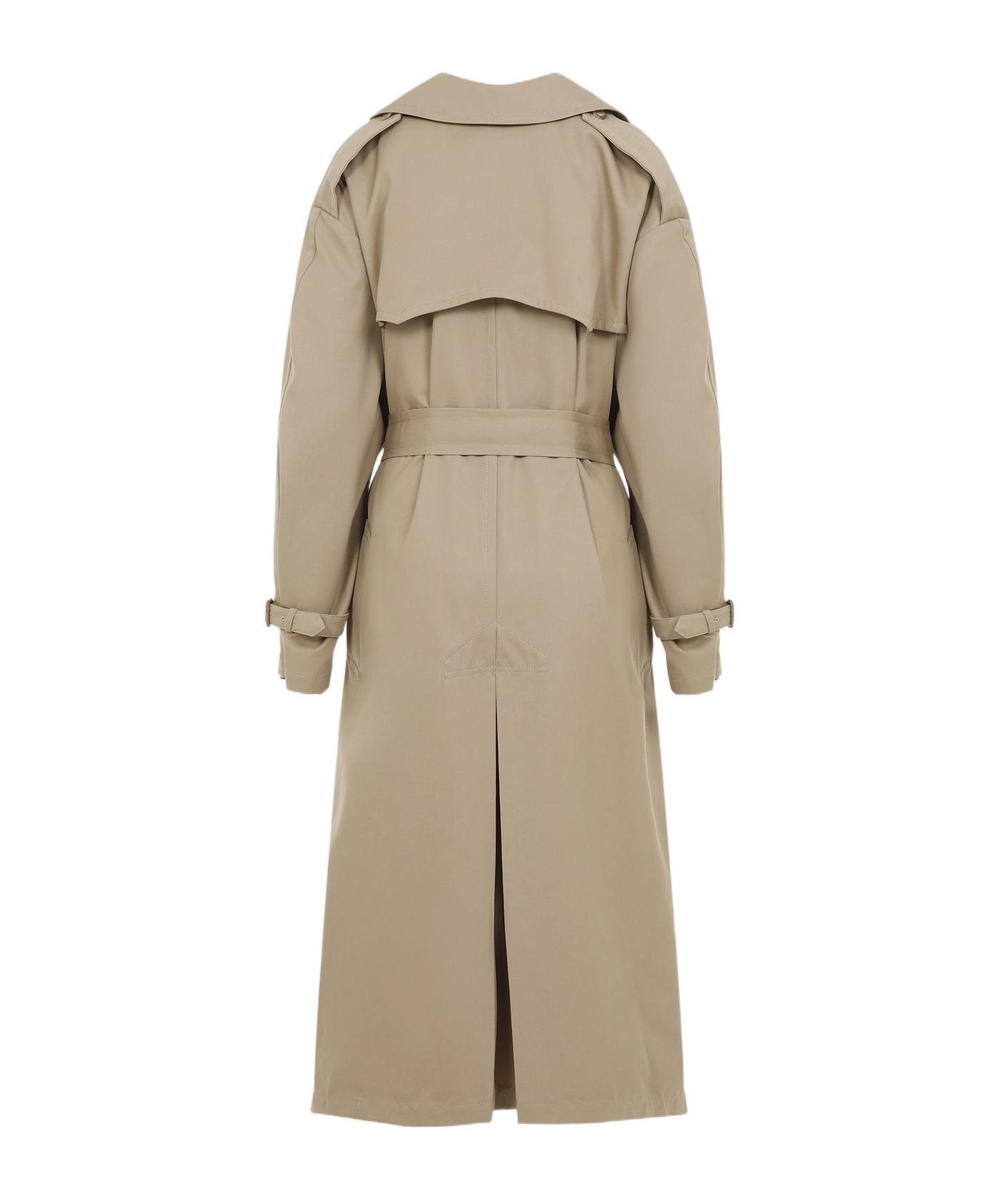 Moschino Cotton Blend Gabardine Long Trench Coat In Nude