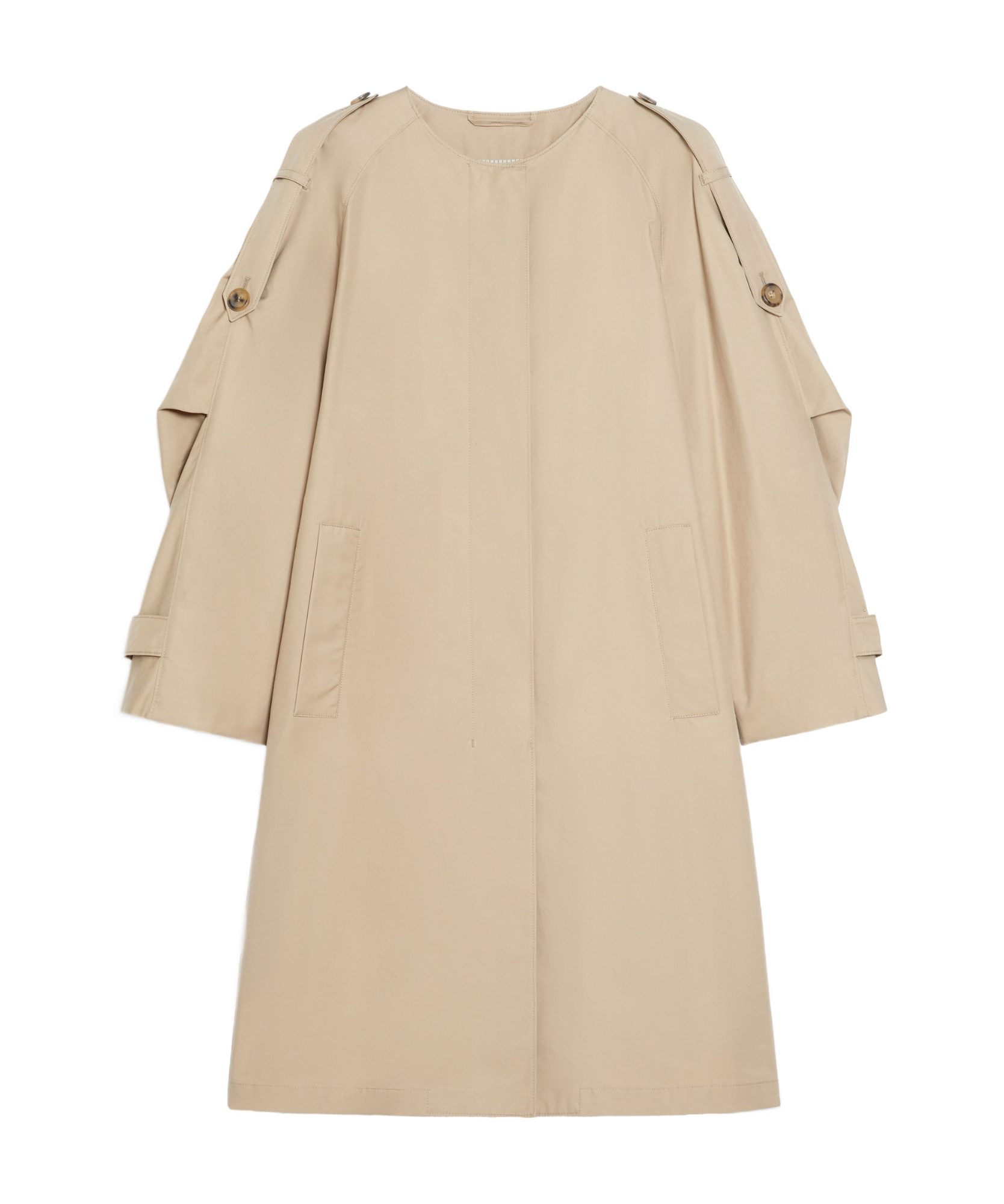 Shop Max Mara Water-repellent Cotton Midi Trench Coat In Nude