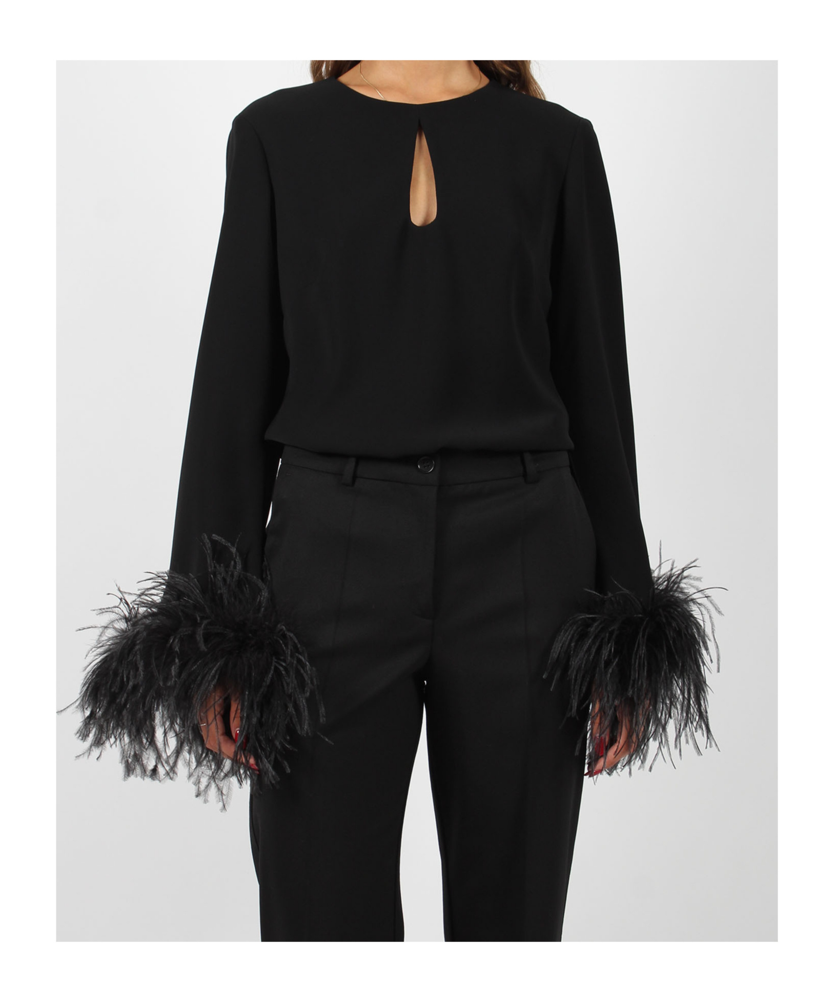 P.A.R.O.S.H FEATHER-EMBELLISHED BLOUSE