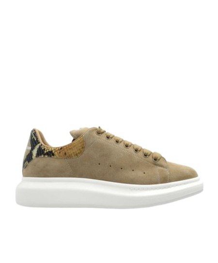 Alexander Mcqueen Suede Snake-detail Trainers In Neutral