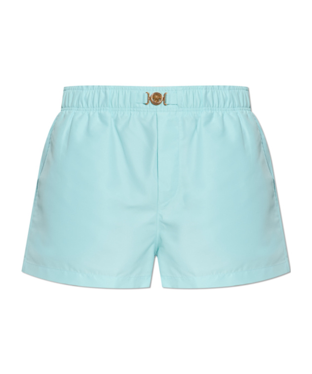 Versace Elastic Waist Swim Trunks In Green