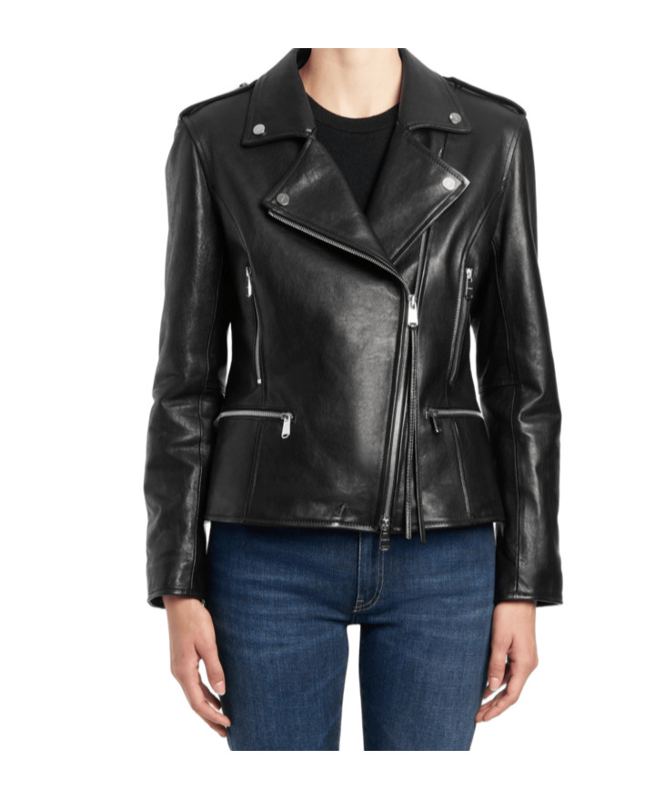 Dondup Asymmetric Zip Leather Jacket In Black