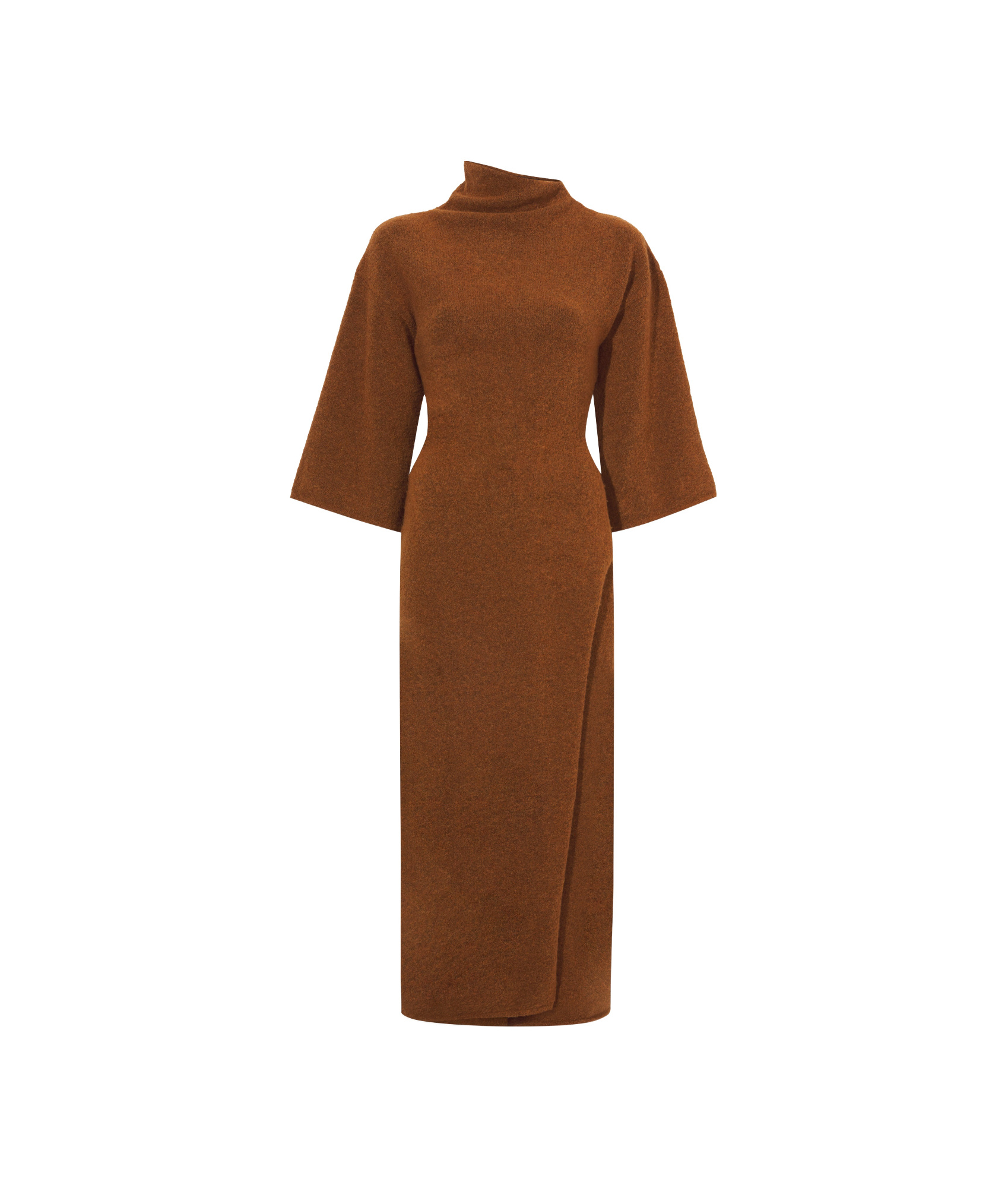 Proenza Schouler Turtleneck Wool-blend Midi Dress In Brown