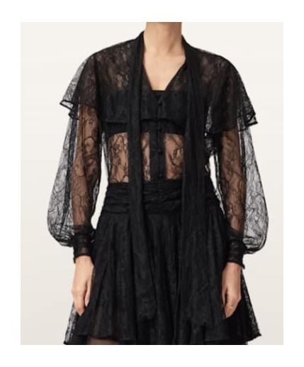 Allsaints Athena Lace Tie Shirt In Black