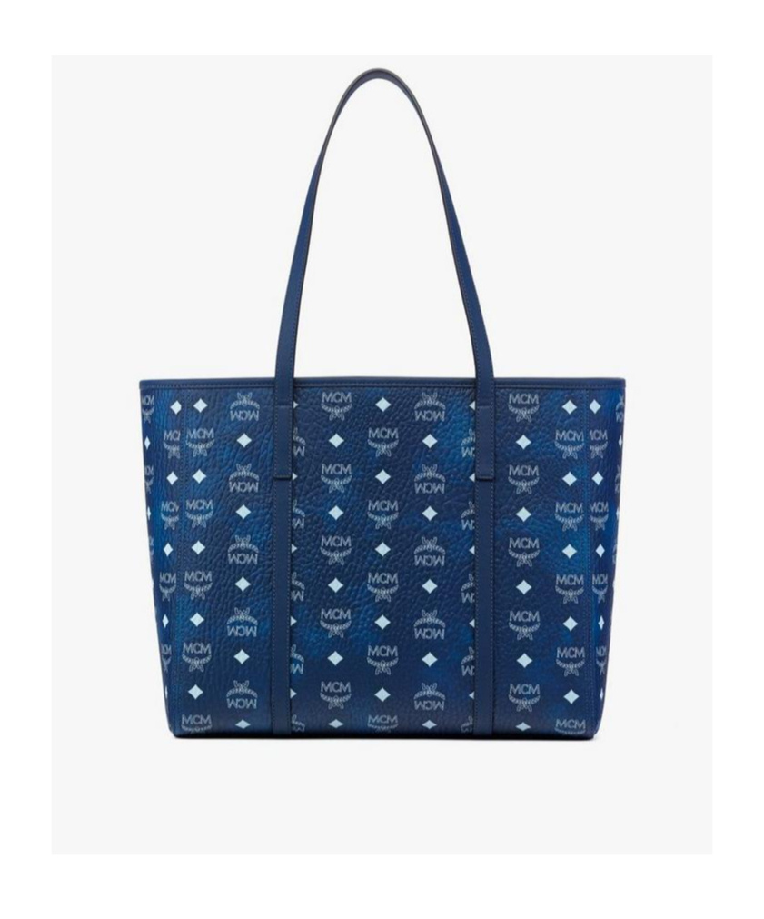 Mcm Toni Visetos Monogram Canvas Top-zip Tote Bag In Blue